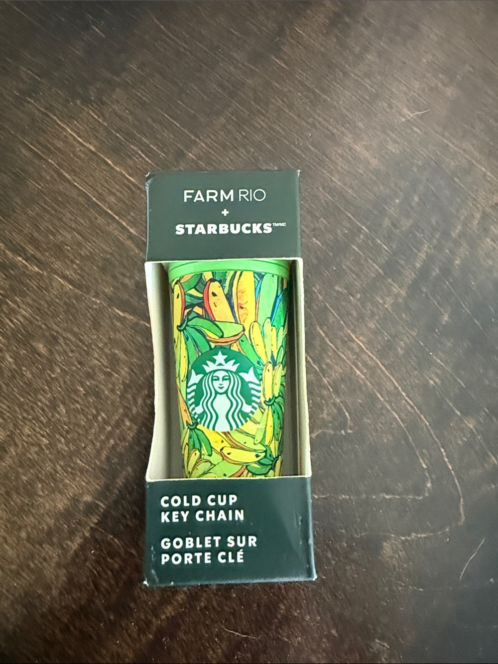 Starbucks Green and Yellow Banana Print Cold Cup Key Chain - Farm Rio + Starbuck